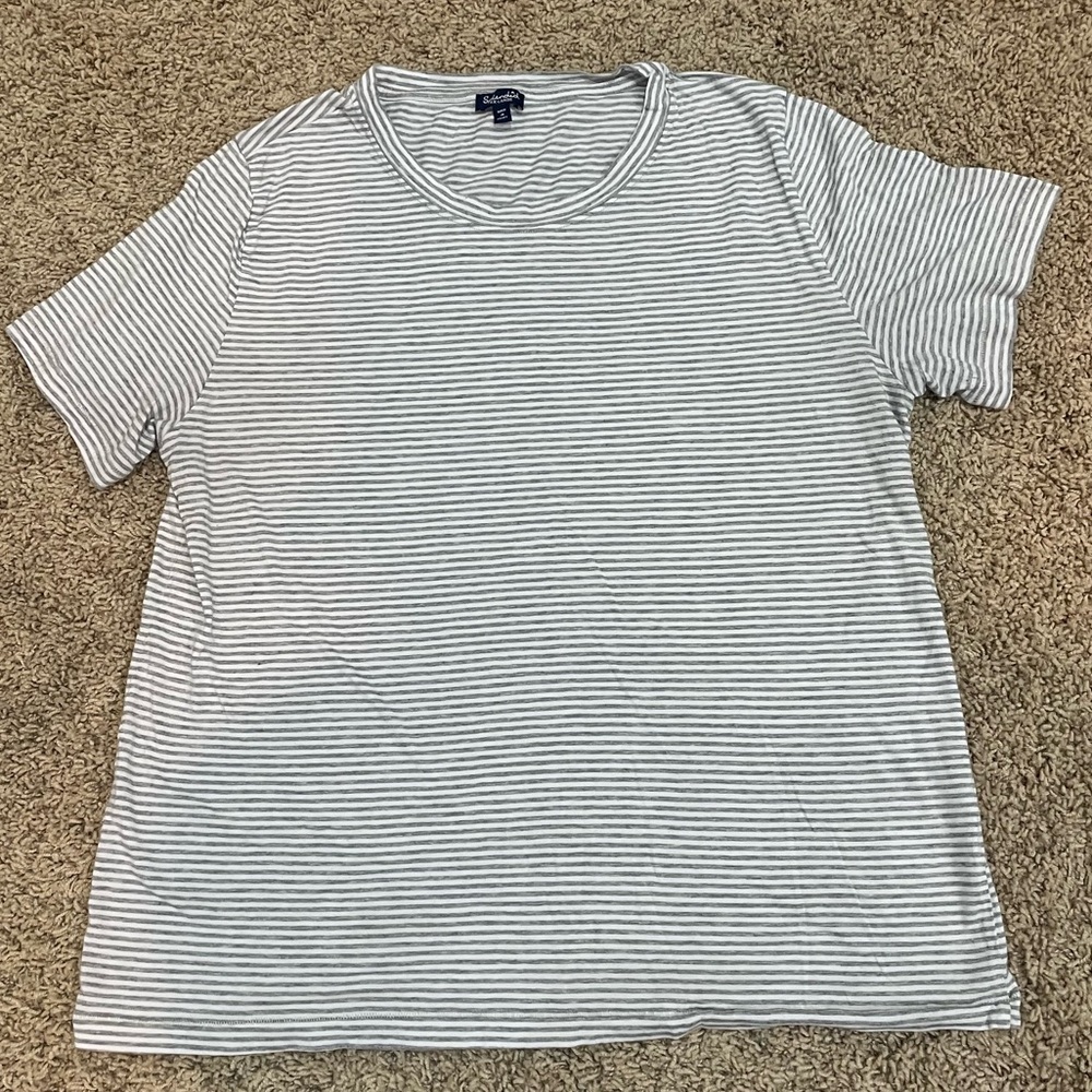 Splendid Grey and White Striped Tee